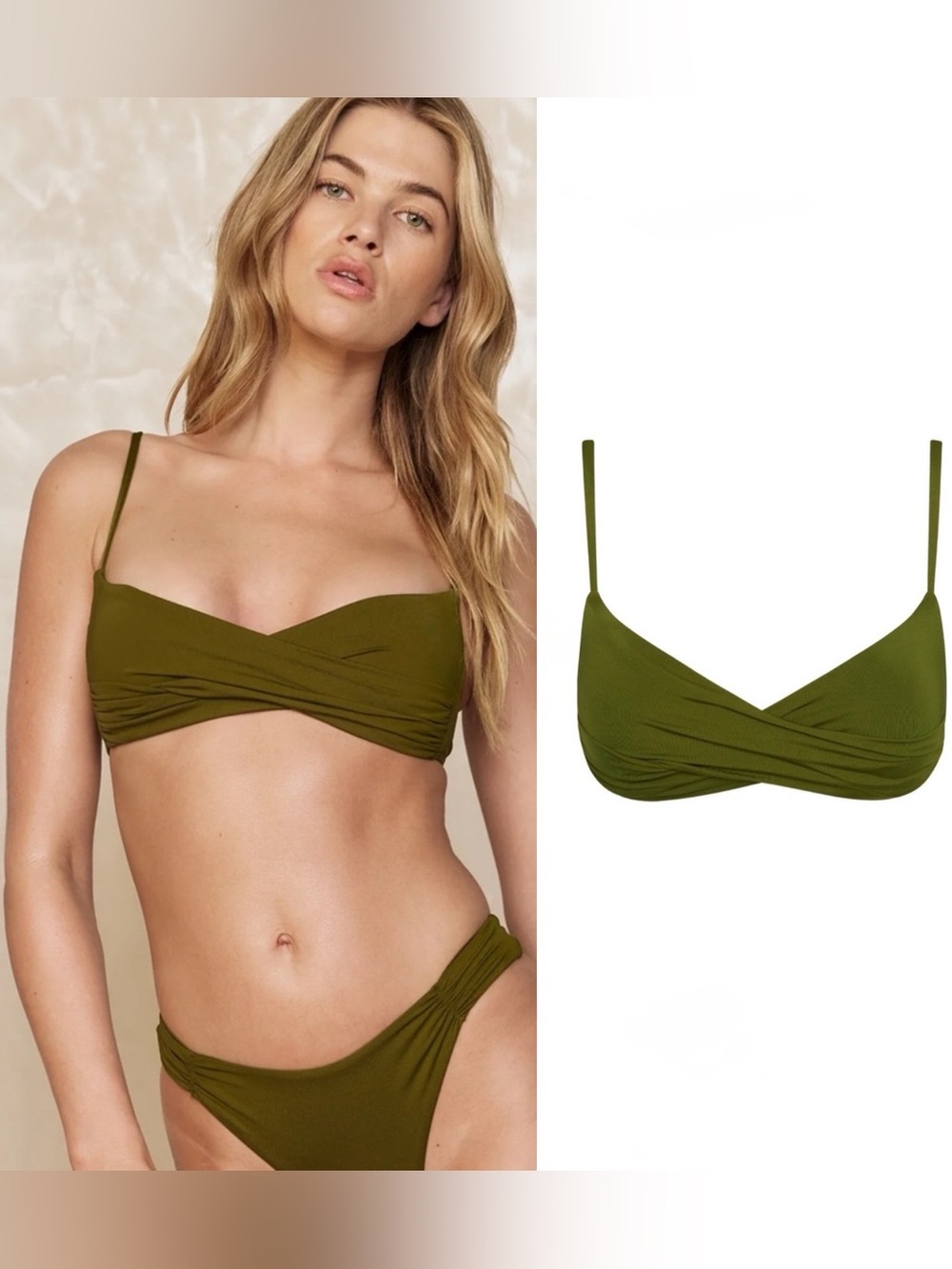 NWT Monday Swimwear Bordeaux Bikini Top Olive